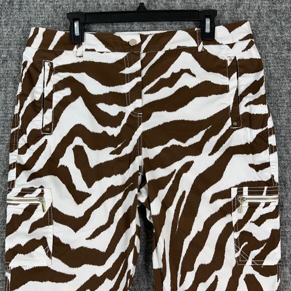 Chicos Pants Womens Large 12 Petite 2P Stretch Crop Capri Tapered Zebra Casual - Picture 3 of 12